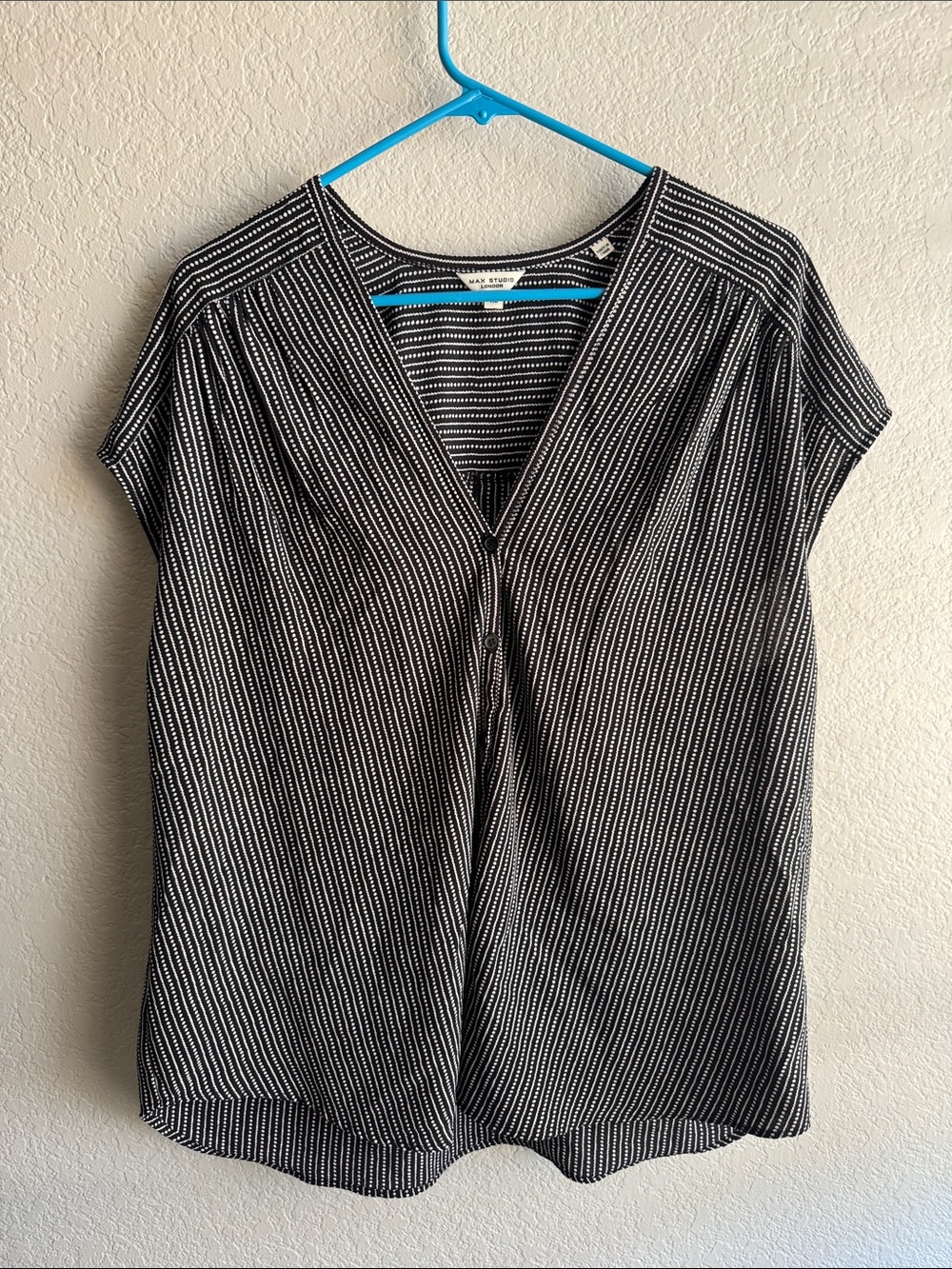 Max Studio Stripe Dash Bubble Crepe Blouse
